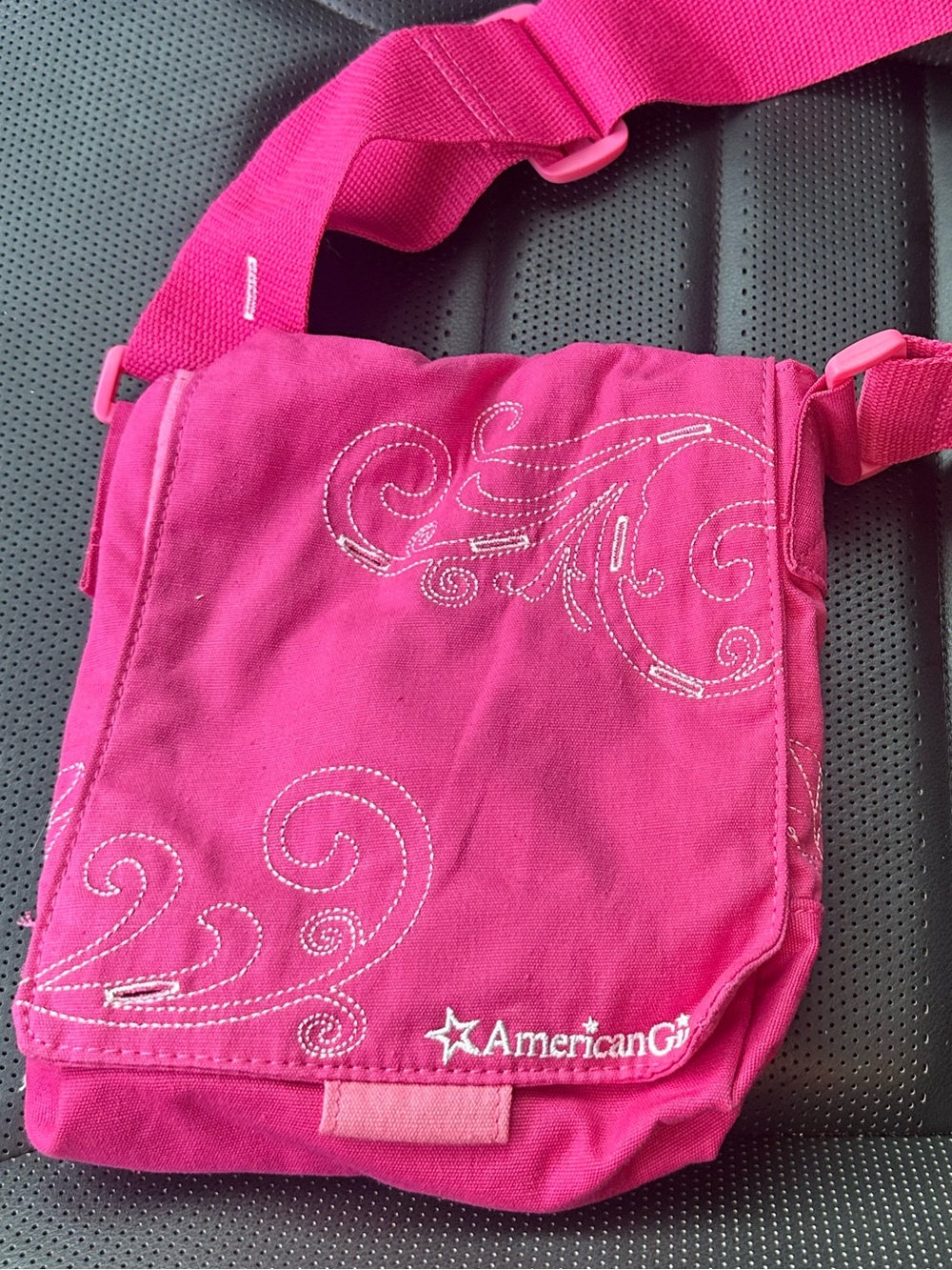 American Girl Hot Pink Embroidered Crossbody Bag